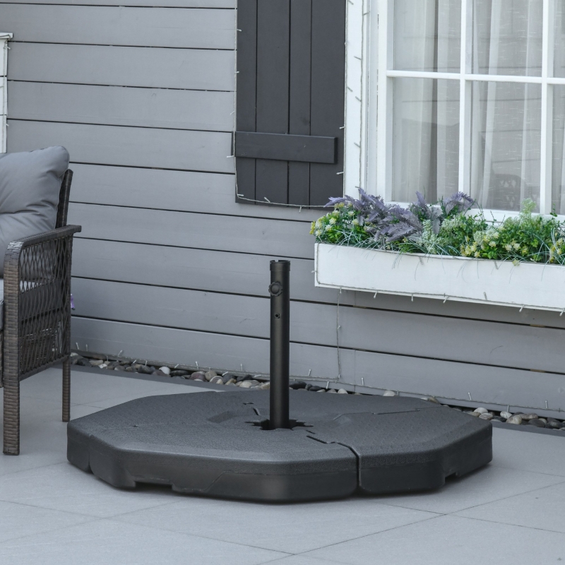 Outsunny 4 Pcs Umbrella Base Square Stand Cantilever Offset Patio Umbrella Weights w/Easy-Fill Spouts for Water or Sand, Black