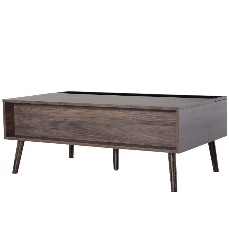 HOMCOM Lift Up Coffee Table Storage Compartment Metal Grey Wood