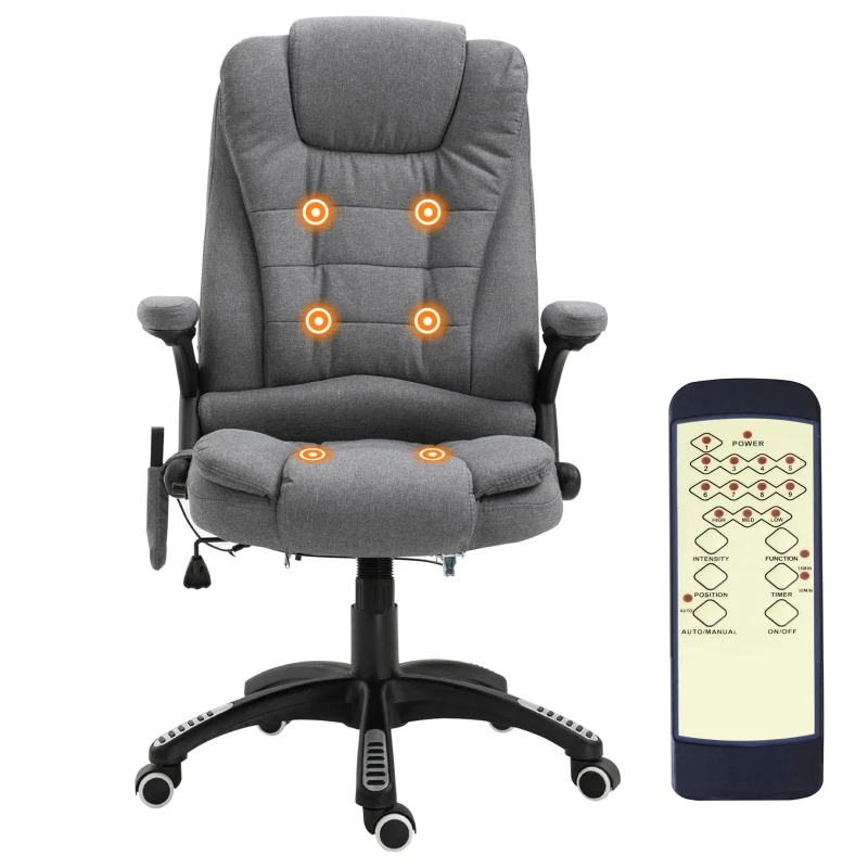 Vinsetto High Back Adjustable Massage Office Chair Ergonomic Reclining Executive Chair Home Office Furniture Grey