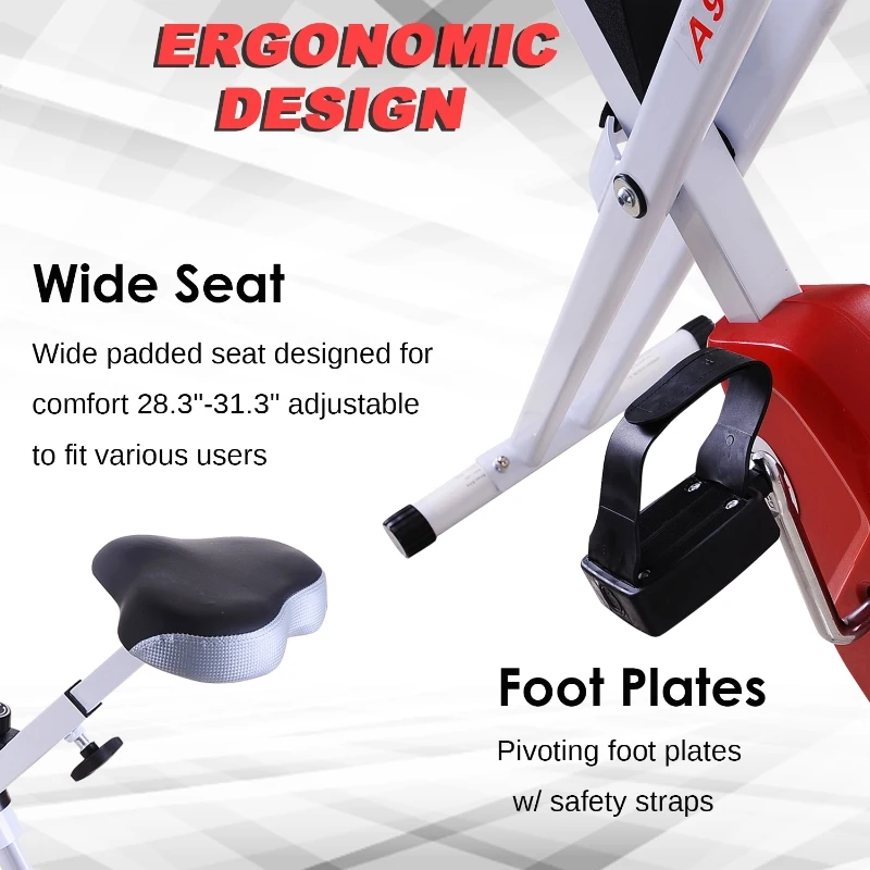 Soozier Slim Cycle Foldable Exercise Bike w/ LCD Monitor and Pulse Strength Training