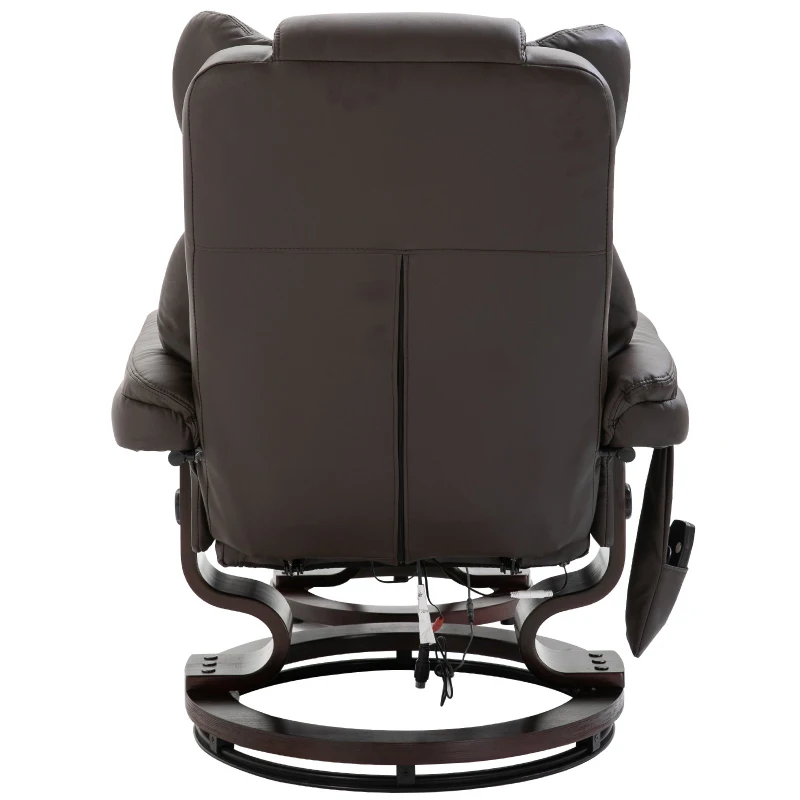 HOMCOM Massage Recliner Chair with Footrest 10 Vibration Point Faux PU Leather Brown