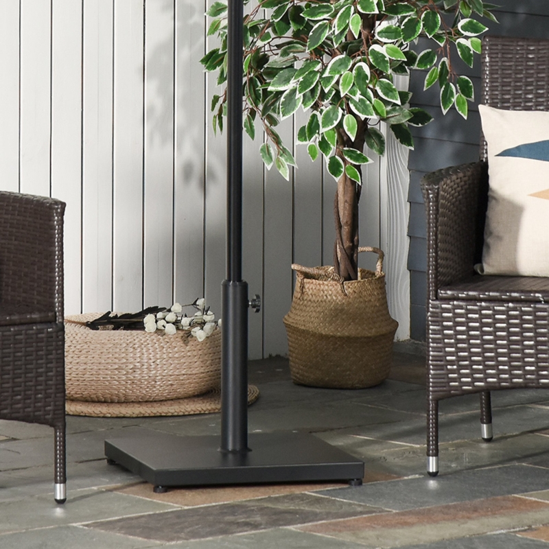 Outsunny Φ30/35/38MM 40lbs. Steel Square Parasol Stand Base w/ Adjustable Knob Umbrella Stand Garden Patio Outdoor Home, Black