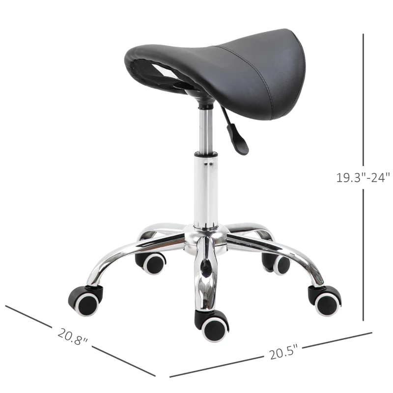 HOMCOM Massage Stool Adjustable Hydraulic Rolling Salon Swivel Saddle Chair Spa Beauty Massage Seat Black