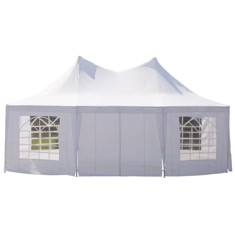 Outsunny Wedding Tent 22.3ft Octagonal Party Tent Event Shelter Outdoor with 8 Removable Walls White