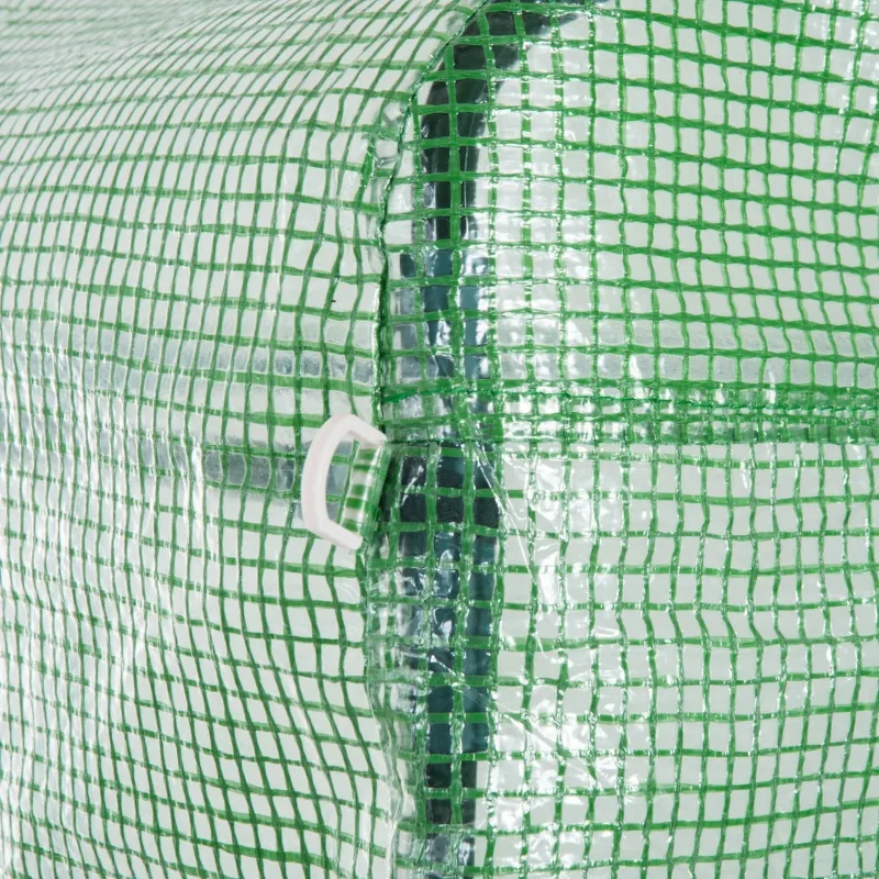 Outsunny 6.6' x 6.6' x 6.6' Tunnel Greenhouse Outdoor Walk-In Hot House with Roll-up Windows and Zippered Door, Steel Frame, PE Cover, Green