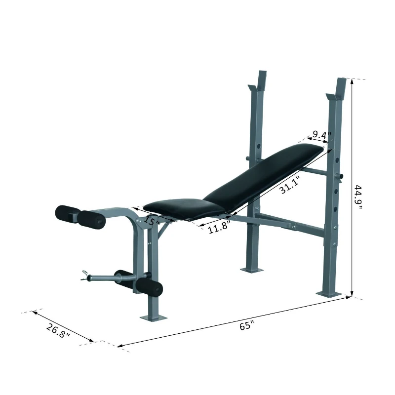 Soozier Weight Lifting Bench Incline Decline Adjustable Fitness Exercise Olympic Bench with Leg Extension