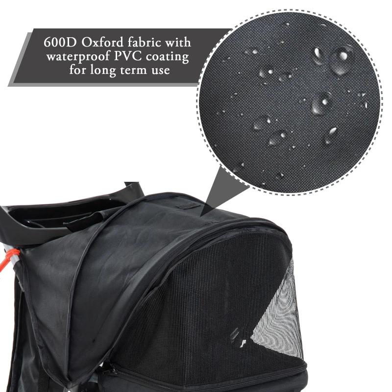 PawHut Pet stroller lightweight folding separate doggo stroller cat and dog teddy nest basket outdoor Storage Black