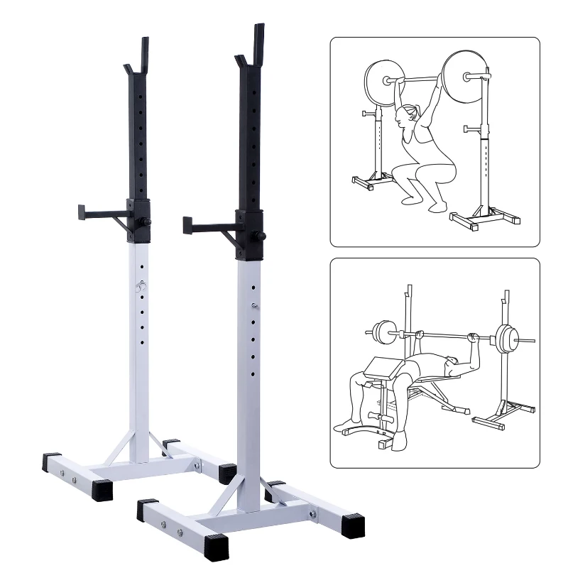 [Pick Up Only]Soozier Squat Stand Adjustable Stable Squat Stand Portable 2 Bars Holder (Black/White)