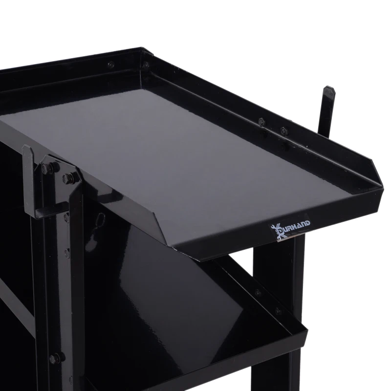 DURHAND Welding Cart 3 Tier Welder Trolley Garage w/ Safety Chain Black