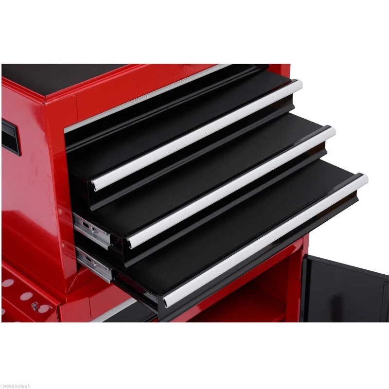 [Pick Up] HOMCOM 40-Inch 2-in-1 Rolling Tool Cart Wheeled Storage Cabinet Organizer with Drawers - Black/Red