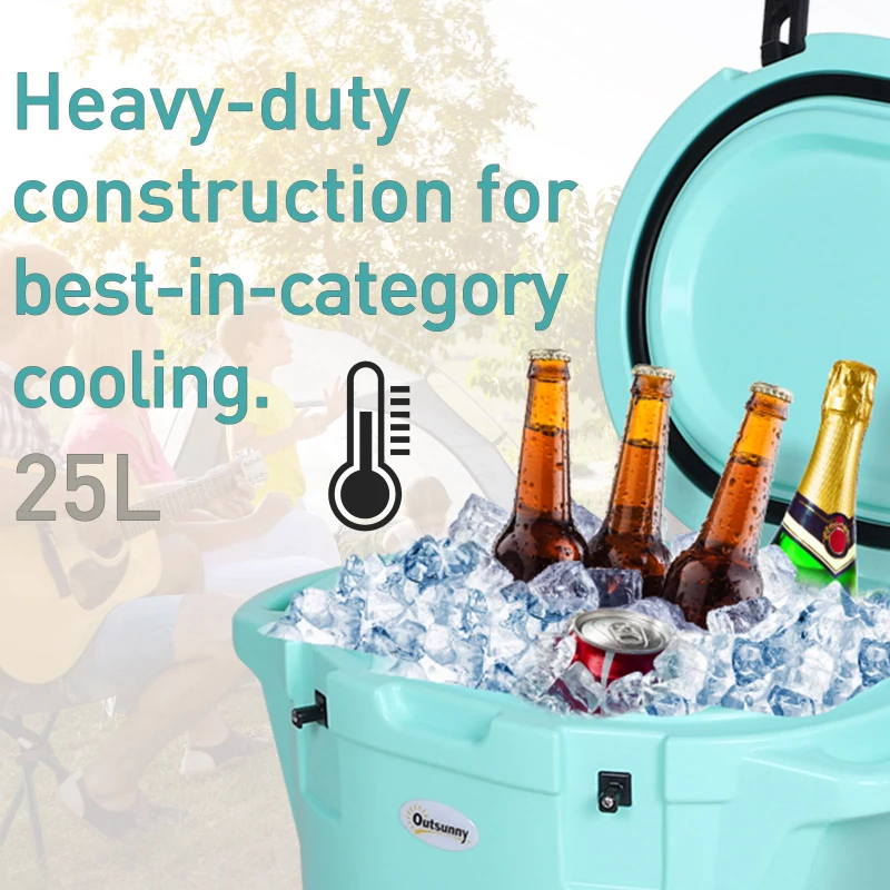 Outsunny Cute Cooler Box 25L Cooling Box Outdoor Portable Green