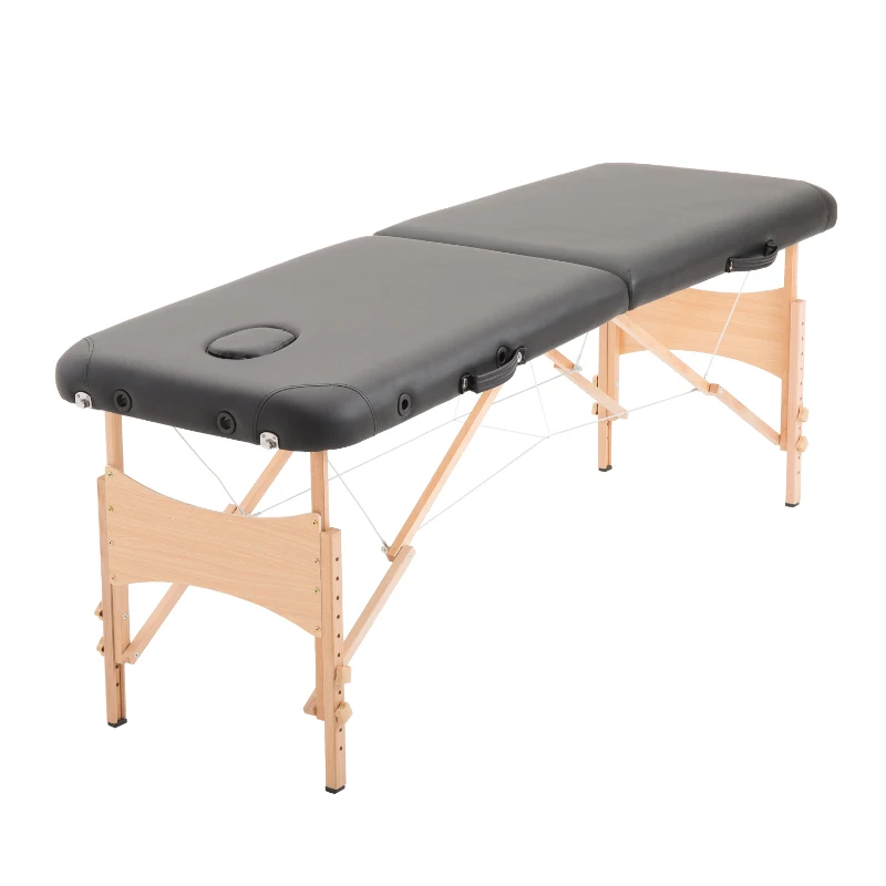 HOMCOM Portable Massage Table Massage Bed Couch Beauty Bed 2 Section Lightweight Portable Black