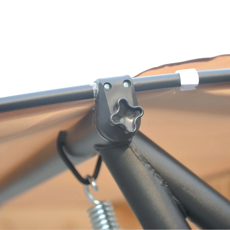 [Pick UP] Outsunny Heavy-duty Metal 3 Seater Outdoor Swing Chair Garden Hammock Bed with Canopy and 2 Pillows Beige