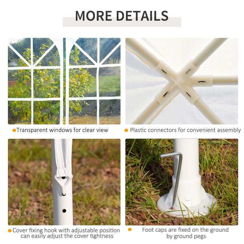 Outsunny Wedding Tent Portable Folding Garden Party Gazebo with 8 Walls Waterproof with PVC Coating UV Resistant  High Performance Polyester White