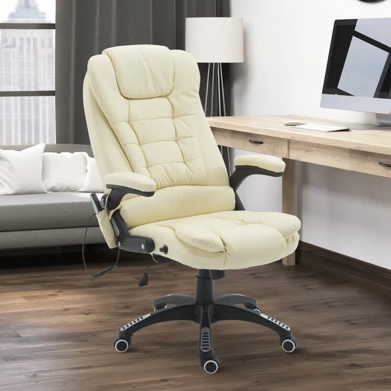 HOMCOM Massage Office Chairs Computer Executive Ergonomic Heated Vibrating Beige