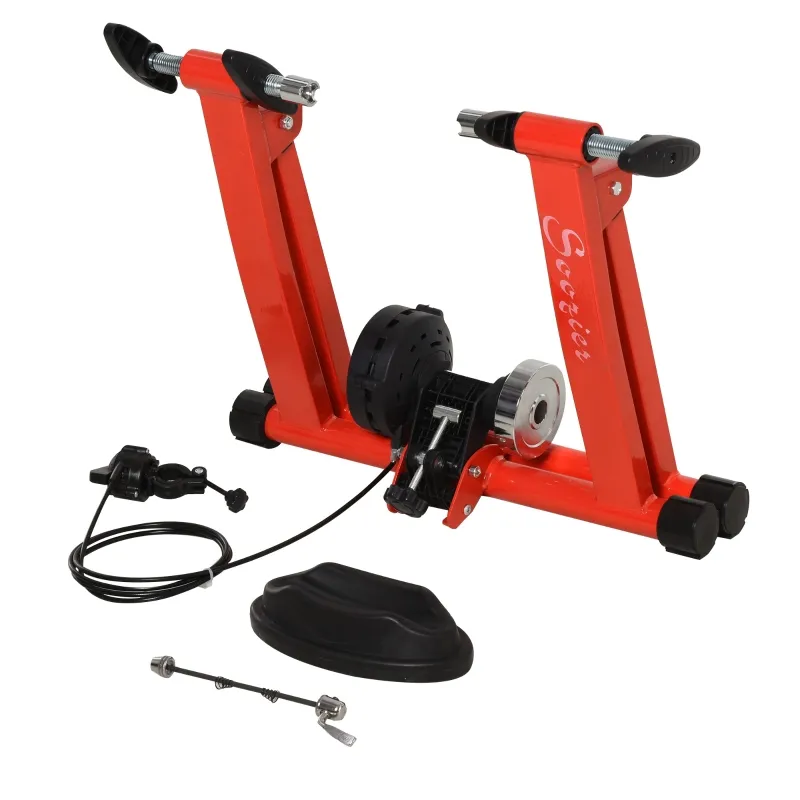 Soozier Magnetic Bike trainer Stand for Indoor Exercise with 5 Levels of Resistance, Red
