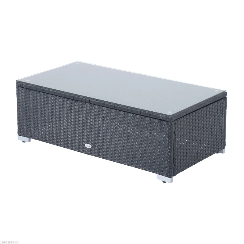 Outsunny Patio Sectional 4pcs Outdoor Rattan Wicker Sofa Set Outdoor Furniture with Cushions 