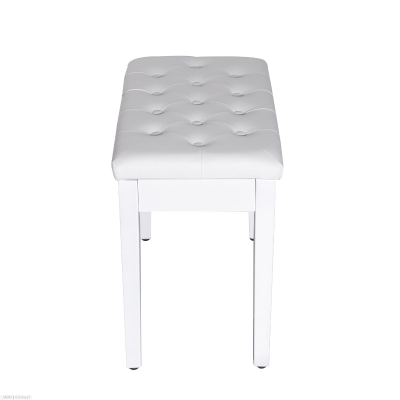 HomCom Piano Bench with Storage Faux Leather Padded Double / Duet w/ Music Storage - White