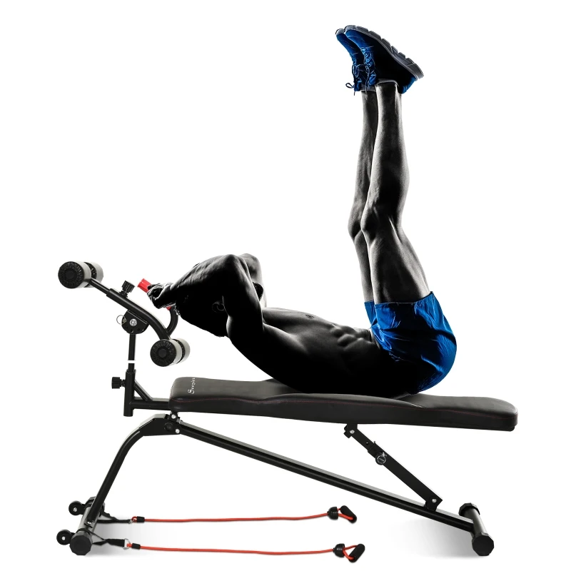Soozier Multifunctiona Fitness Bench with Adjustable Handle Leg Lifts for Home Gym, Black