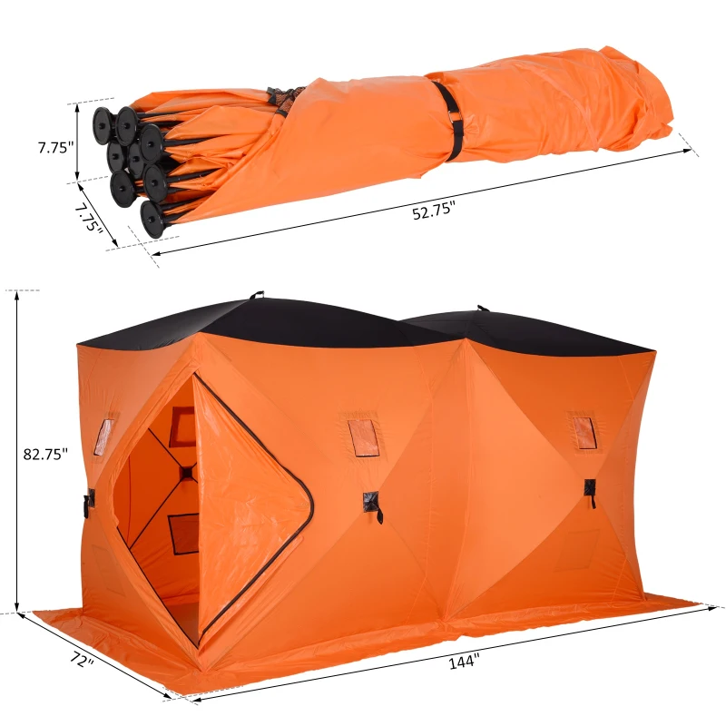 Outsunny Fishing Tent Portable 8-Person Ice Fishing Tent Shelter with Ventilation Windows and Carry Bag