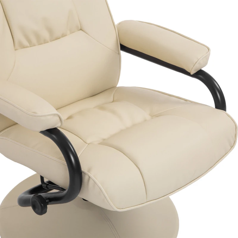 HOMCOM Modern Recliner Contemporary Recliner Chair and Ottoman Set Swivel Armchair with Wrapped Base Cream