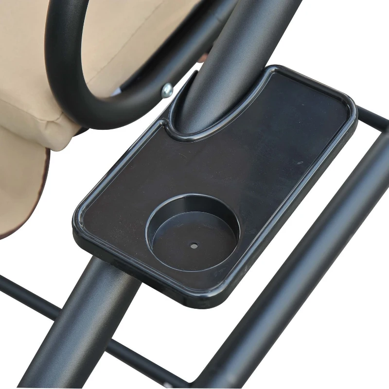 [Pick UP] Outsunny Heavy-duty Metal 3 Seater Outdoor Swing Chair Garden Hammock Bed with Canopy and 2 Pillows Beige