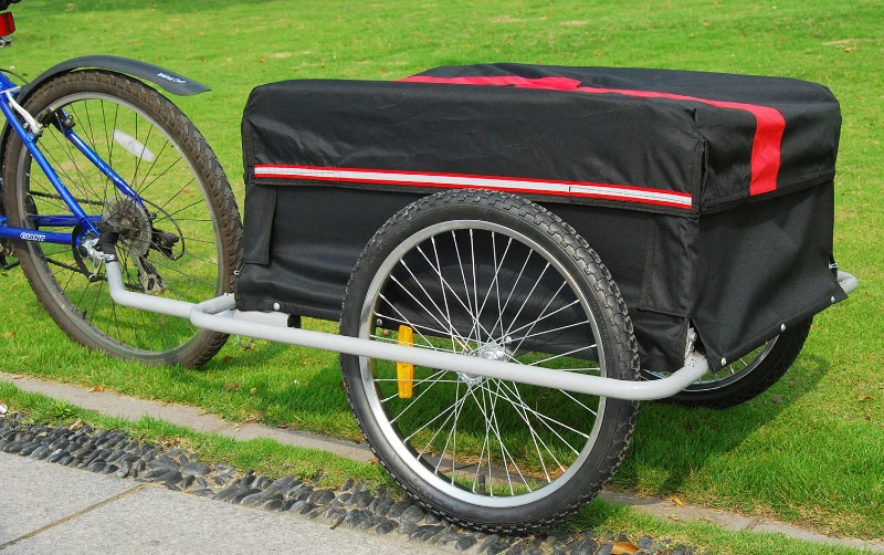 Aosom Bicycle Cargo Trailer Cart Carrier for Garden Use with Cover
