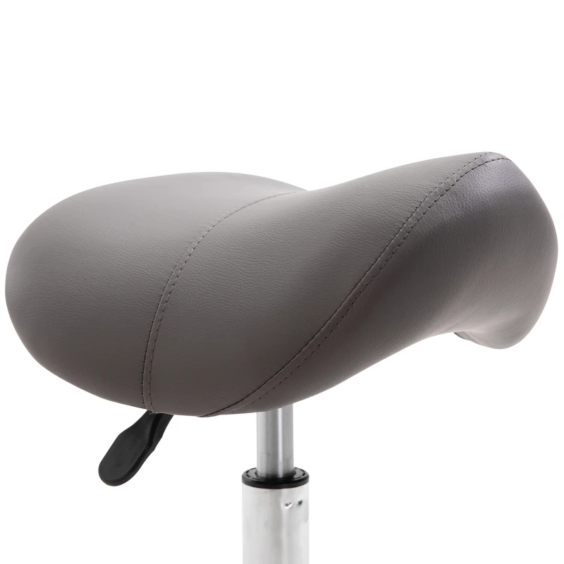 HOMCOM Massage Stool Adjustable Hydraulic Rolling Salon Stool Saddle Swivel Saddle Chair Grey