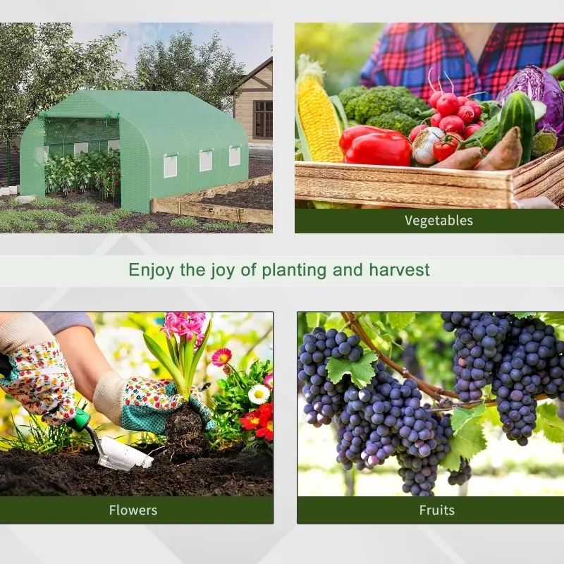 Outsunny Outdoor Greenhouse 11.5' x10' x 6.7' Walk-in Greenhouse Garden Plant Seed Green House Premium Steel Frame