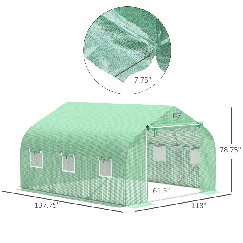 Outsunny Outdoor Greenhouse 11.5' x10' x 6.7' Walk-in Greenhouse Garden Plant Seed Green House Premium Steel Frame
