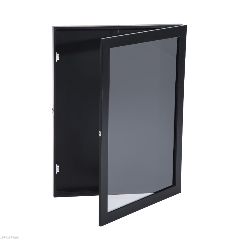 HOMCOM Jersey Shadow Box Shirt Shadow Box Cabinet Football Baseball Basketball, Black