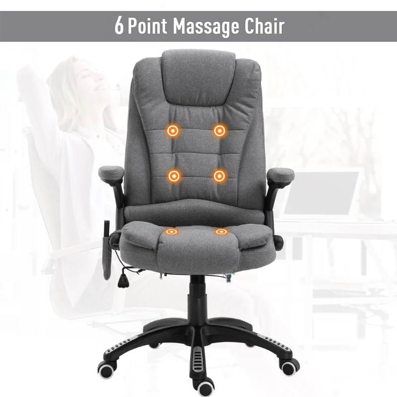 Vinsetto High Back Adjustable Massage Office Chair Ergonomic Reclining Executive Chair Home Office Furniture Grey