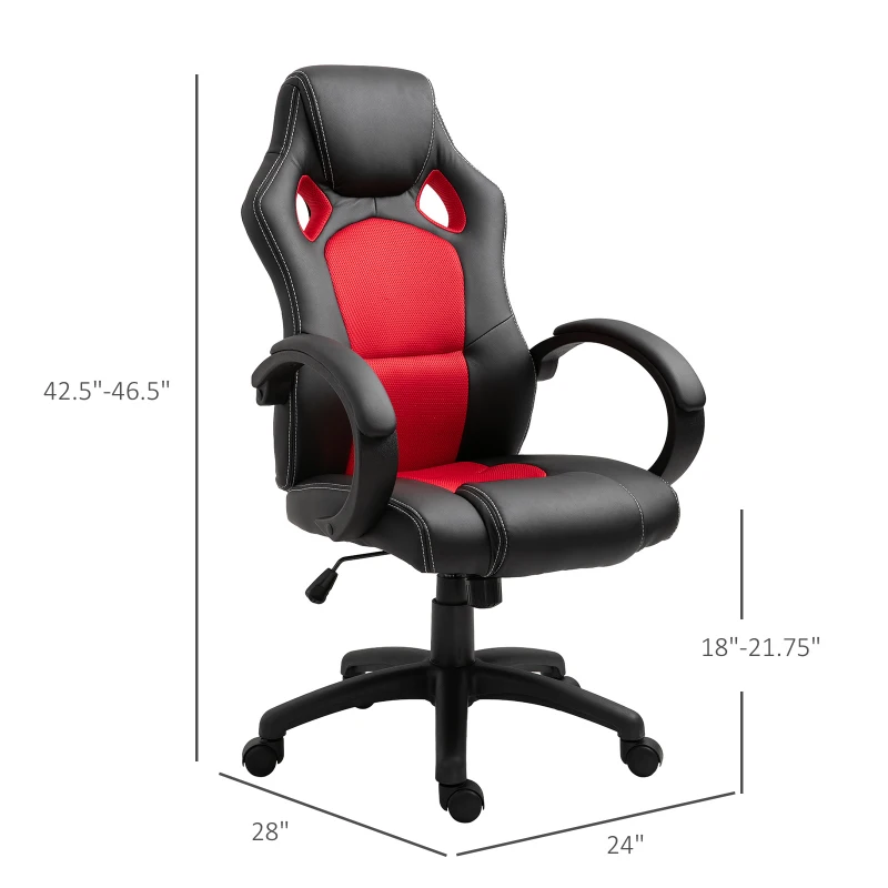 HOMCOM Racecar Style Office Chair  Gaming Chair High Back Executive Adjustable Swivel Seat