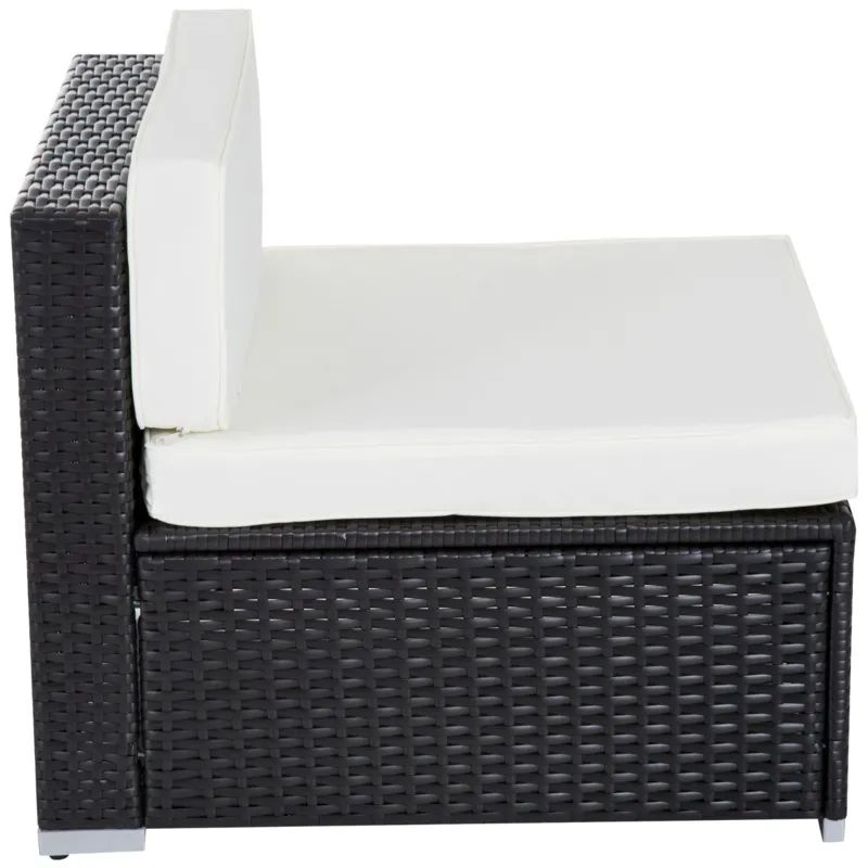 Outsunny 7Pcs Outdoor Rattan Wicker Sofa Patio Sectional Furniture Set w/ Coffee Table Cushioned Seat Garden w/ Cushion