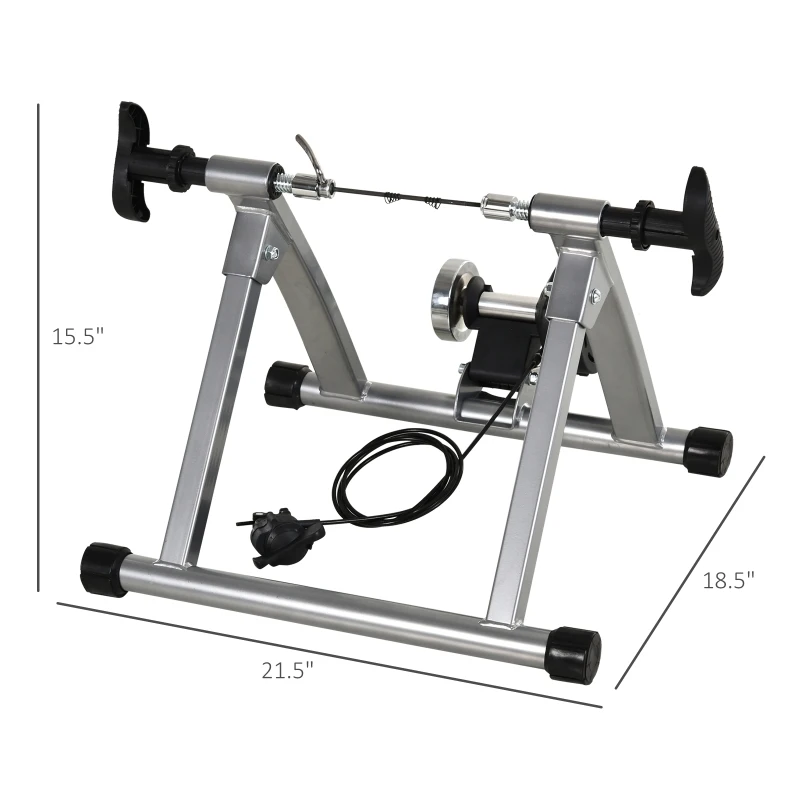 Soozier Bike Exercise Trainer Stand Indoor Magnetic Bicycle Trainer 5 Level Resistance Silver