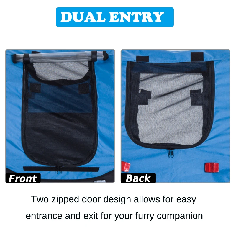 PawHut Pet Bike Trailer Bike Cart Bicycle Dog Cat Travel Carrier Foldable Blue