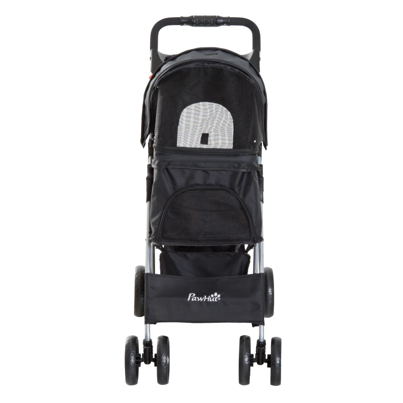 PawHut Pet stroller lightweight folding separate doggo stroller cat and dog teddy nest basket outdoor Storage Black