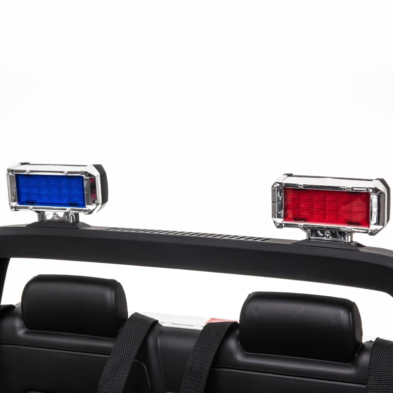 Aosom 12V Ride On Kids RC 2 Seater Ride On Car With Parental Remote Control Police Truck LED Lights MP3