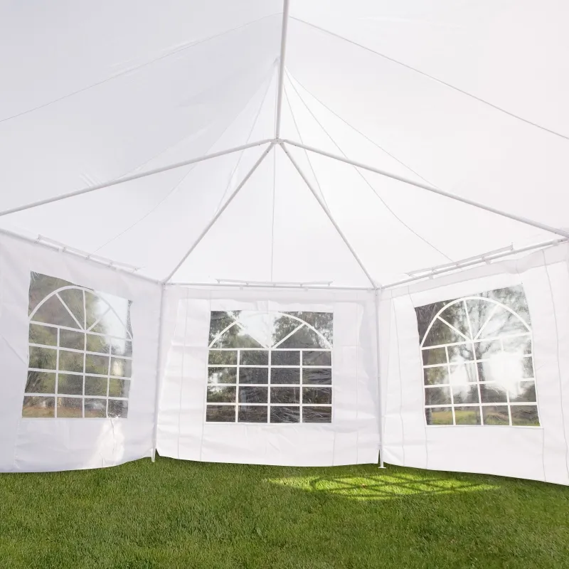 Outsunny Wedding Tent 22.3ft Octagonal Party Tent Event Shelter Outdoor with 8 Removable Walls White