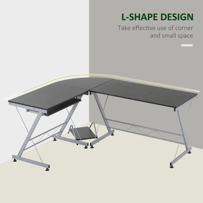 Homcom L Shape Tables Gaming Pc Tablelaptop Desktop Corner Desks Workstation Stand for Home Office Furniture