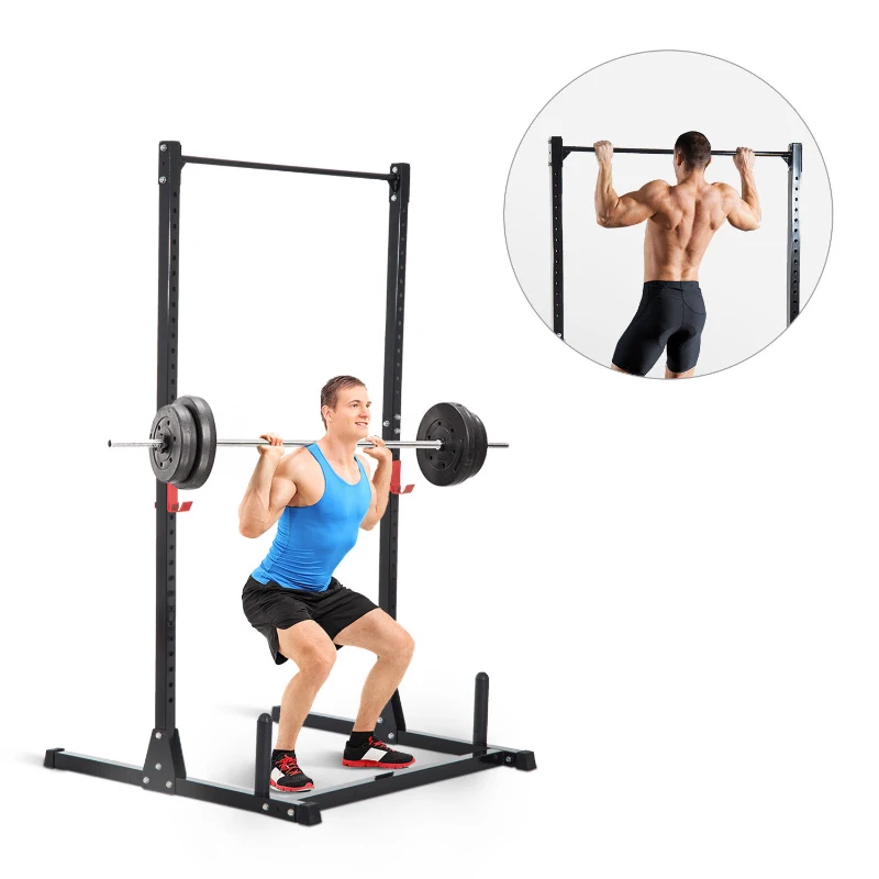 [Pick Up Only]Soozier Rogue Squat Rack Adjustable Power Squat Rack  Home Exercise Barbell Fitness Cage - Black