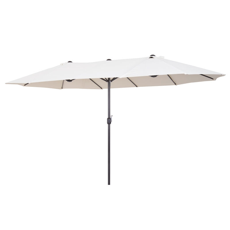 Outsunny 15ft Double-Sided Patio Umbrella Rectangular Parasol Sun Shelter Canopy Shade UV Protection w/ Hand Crank