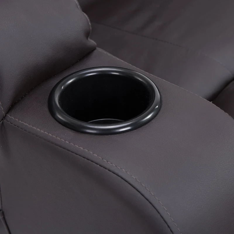 HOMCOM Faux Leather Vibrating Massage Recliner Chair with Remote Brown (No Heat)