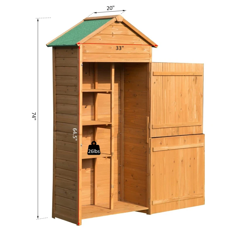 Outsunny Wood Storage Shed Garden Shed Outdoor Tool Storage Cabinet Arrow Hutch Lockable Unit with Double Door