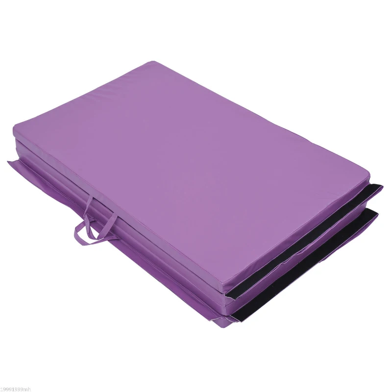 Soozier Tumbling Mats 4ftx10ftx2inch PU Leather Gymnastics Gym Mat Arts Folding Yoga Exercise Mat Pad 4 Panel Purple