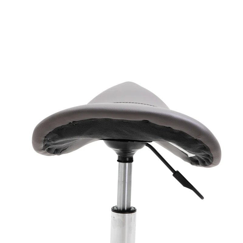 HOMCOM Massage Stool Adjustable Hydraulic Rolling Salon Stool Saddle Swivel Saddle Chair Grey