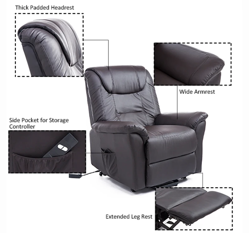 [Pick Up] HOMCOM Leathered Electric Lift Chair Elder People w/ Remote Brown
