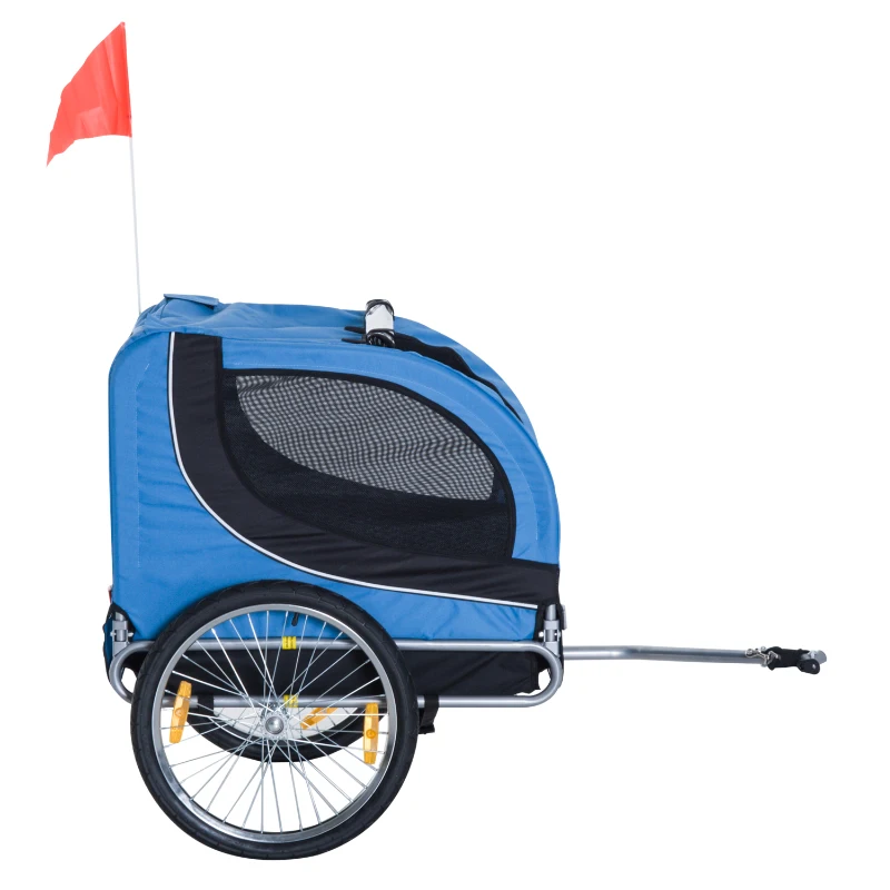 PawHut Pet Bike Trailer Bike Cart Bicycle Dog Cat Travel Carrier Foldable Blue