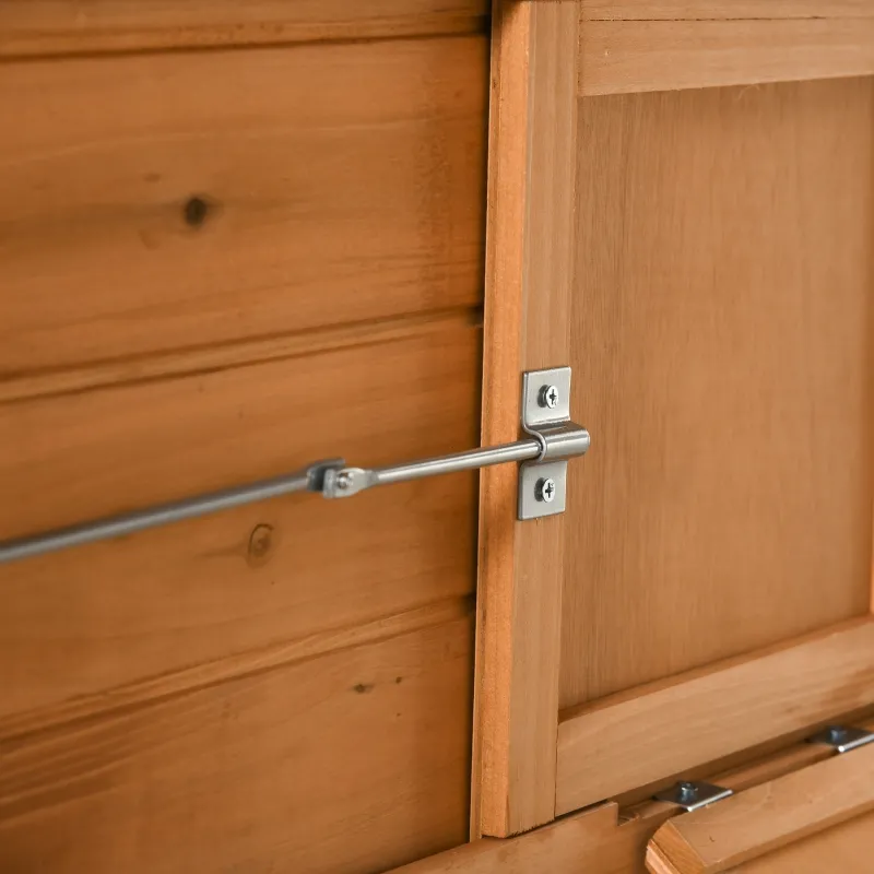 PawHut 76" Wooden Chicken Coop, Outdoor Hen House Poultry Duck Goose Cage with Outdoor Run, Nesting Box, Removable Tray and Lockable Doors, Orange