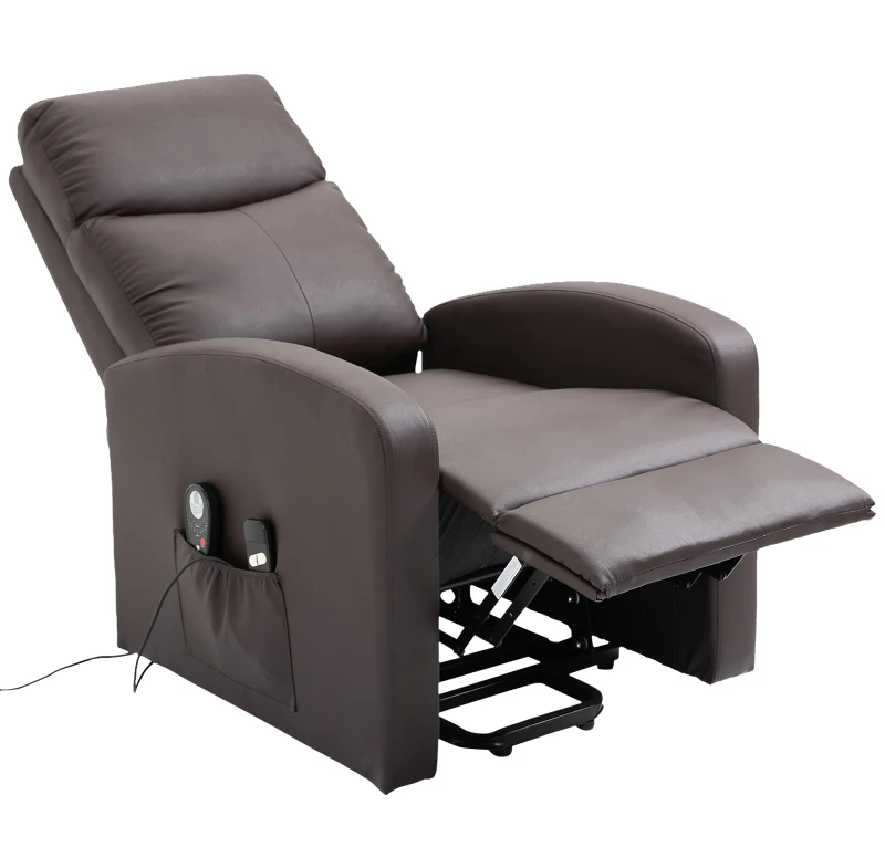 HOMCOM Lift Chair Recliner 8- Point Massage Sofa Electric Power Lift Recliner Over Padded PU Leather W/ Remote Controllers